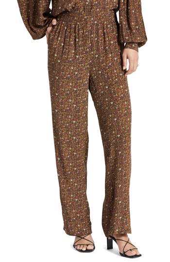 Brixton Somerset Floral Print Pants In Gold