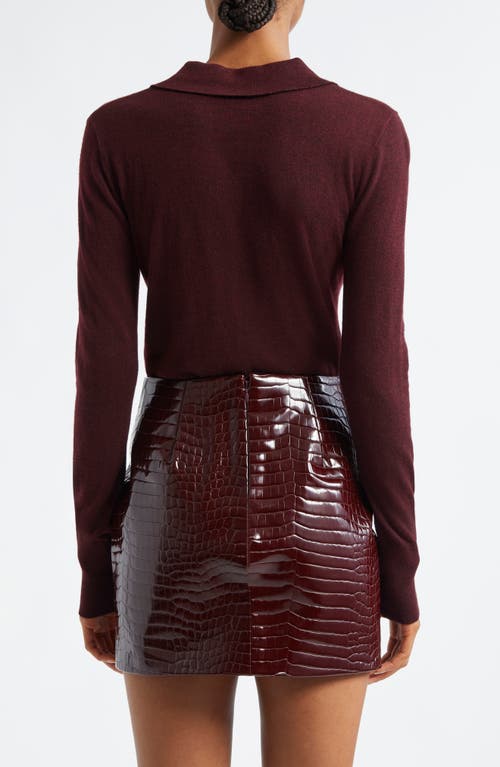 Shop L Agence L'agence Sterling Collar Sweater In Dark Syrah/gold