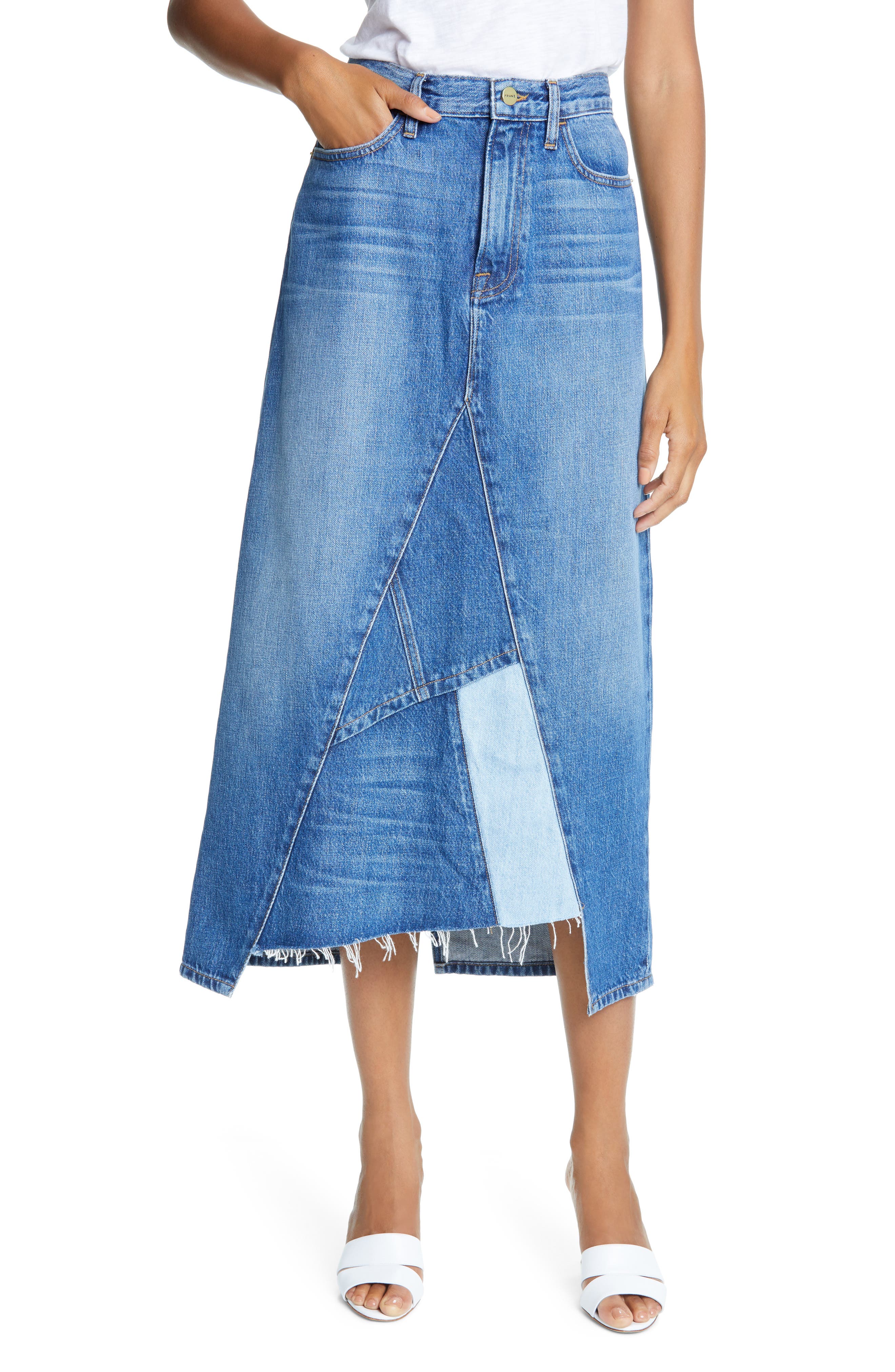 patchwork jean skirt