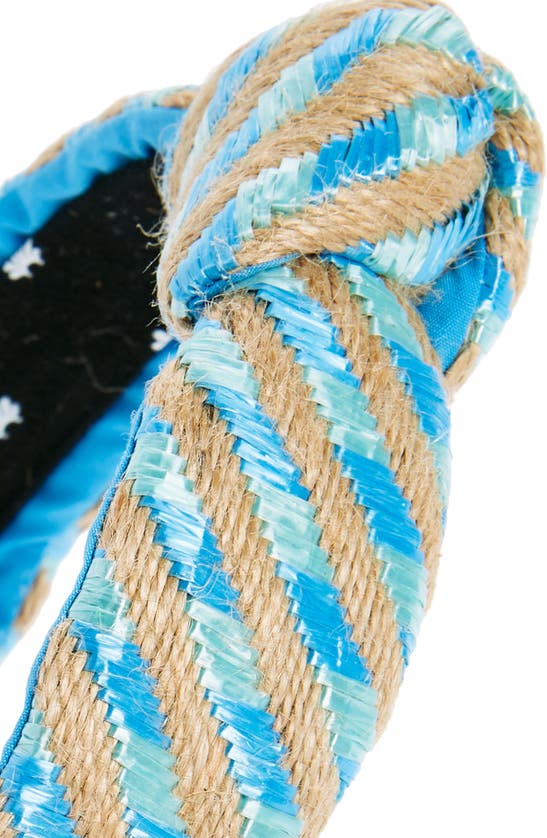 Shop Lele Sadoughi Raffia Stripe Knot Headband In Ocean Stripe
