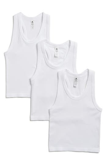 Shop 90 Degree By Reflex 3-pack Seamless Crop Tanks In White/white/white