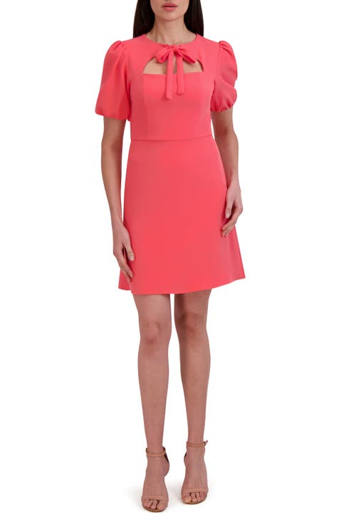 3/4 Sleeve Bow Neck Sheath Dress