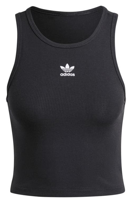 Adidas Originals Adidas Essentials Lifestyle Rib Crop Tank Top In Black