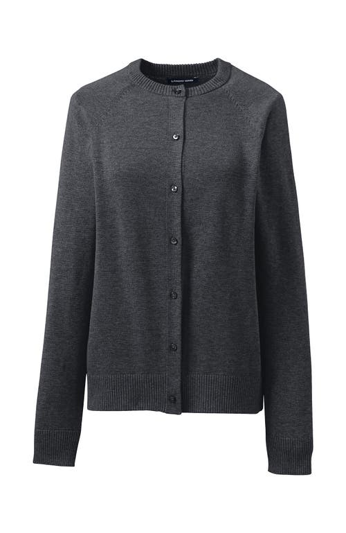 Lands' End School Uniform Young Cotton Modal Cardigan Sweater In Coal Heather