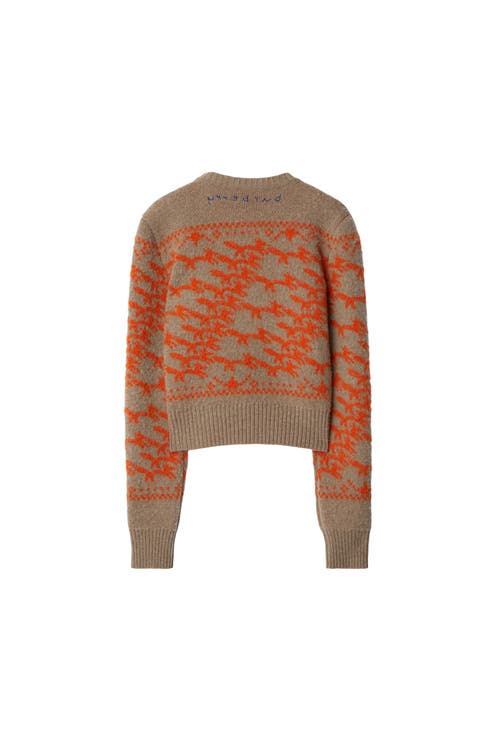 Burberry Cropped Fox Wool Sweater In Linden/orange
