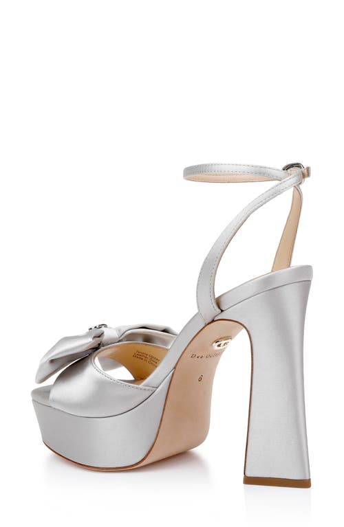 Dee Ocleppo Women's Maui Square Toe Rhinestone Accented Bow High Heel Platform Sandals In Stone Satin