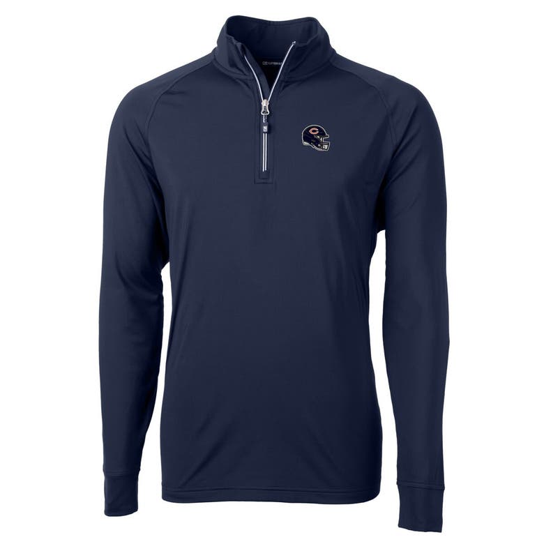Shop Cutter & Buck Navy Chicago Bears Helmet Adapt Eco Knit Stretch Recycled Quarter-zip Pullover Top