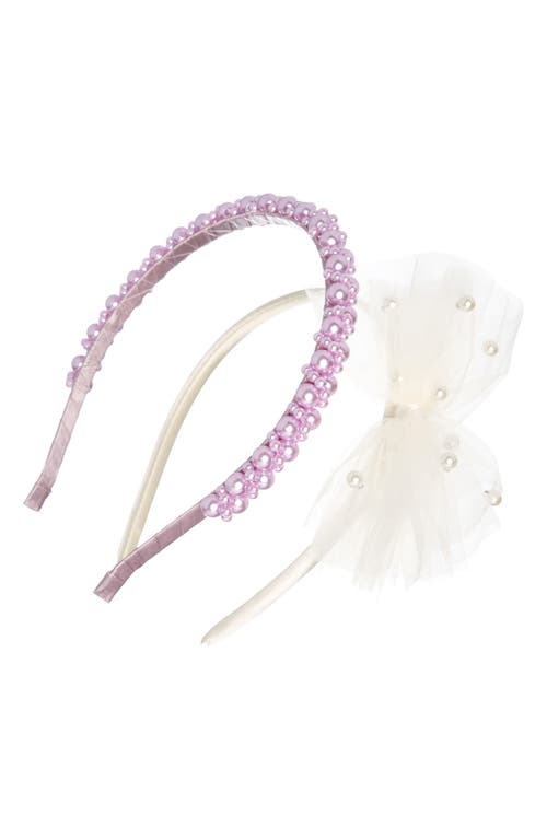 Cara Kids' 2-Pack Headbands in White/Lilac at Nordstrom