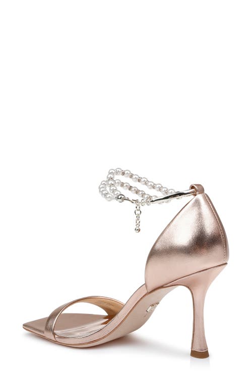 Badgley Mischka Loretta Metallic Pearly-strap Sandals In Champagne