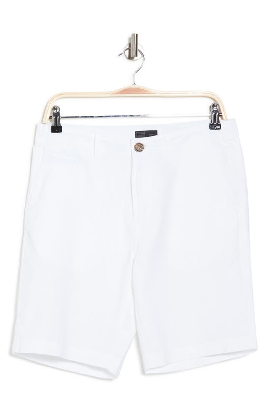 14th & Union Linen Blend Trim Fit Shorts In White