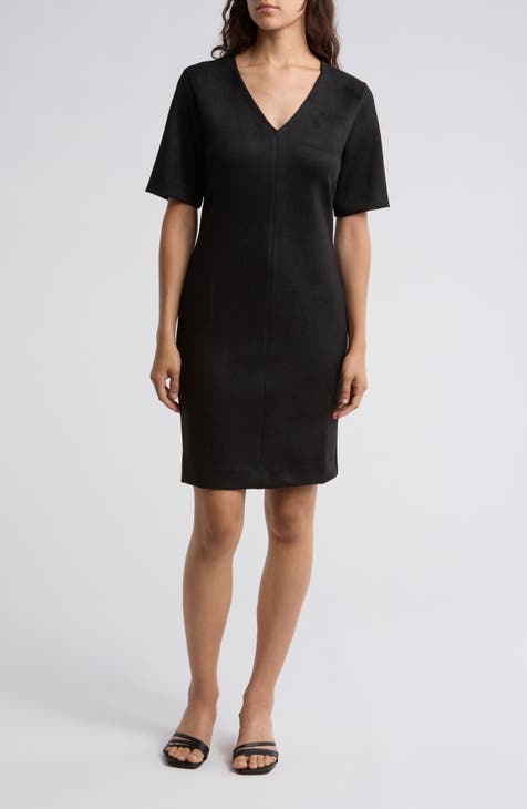 Faux Suede Column Dress (Regular & Plus)