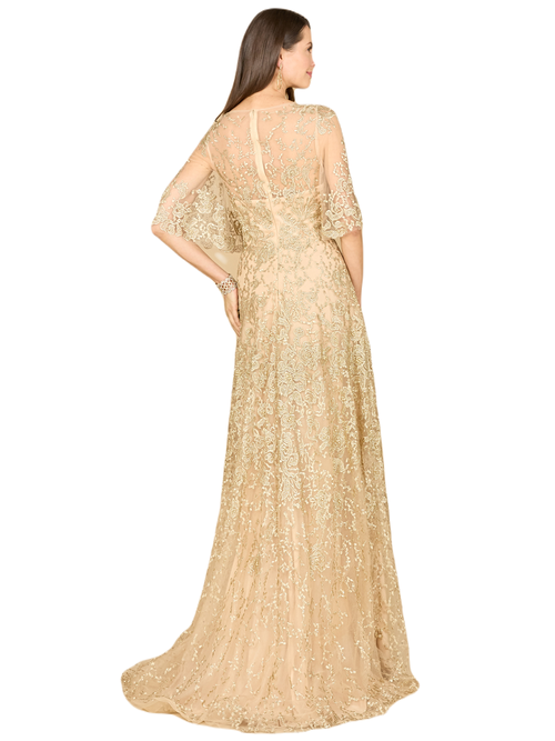 Lara New York Cape Sleeve Mother's Gown In Silver