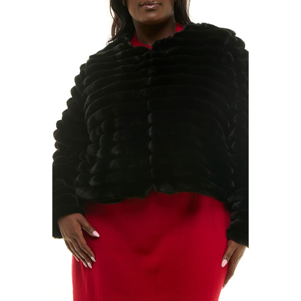 Shop Nina Leonard Faux Fur Bolero Jacket In Black