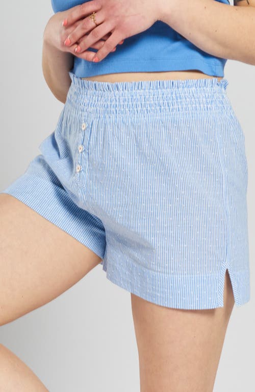 Shop Peachaus Lomandra Ethical-cotton Pajama Shorts In Mountain Blue