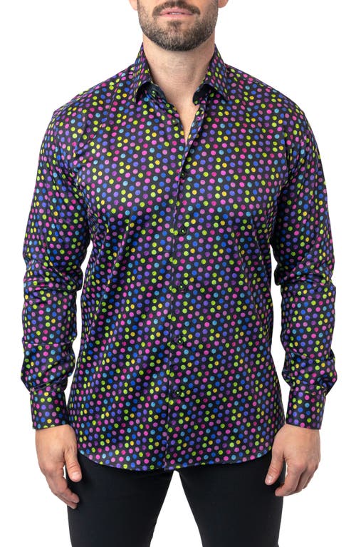 Maceoo Fibonacci Skittles Contemporary Fit Button-Up Shirt Black at Nordstrom,