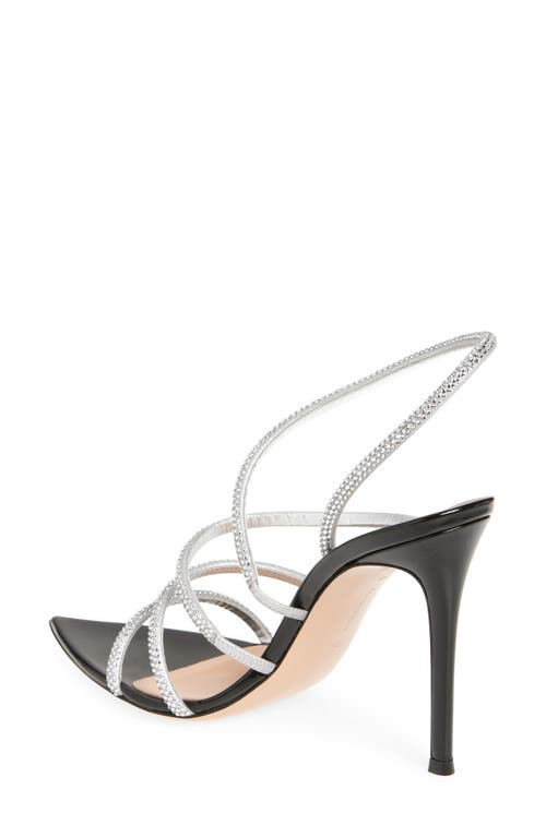 Shop Gianvito Rossi Ettie Crystal Strap Pointed Toe Slingback Sandal In Silver/black