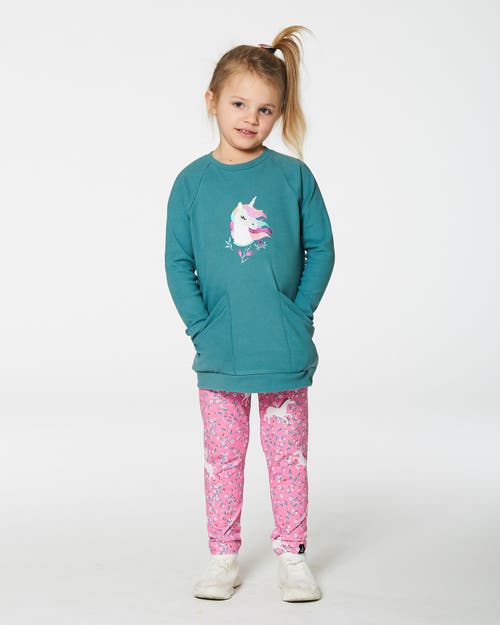 Deux Par Deux Little Girl's Tunic With Front Pocket Emerald Green In Artic