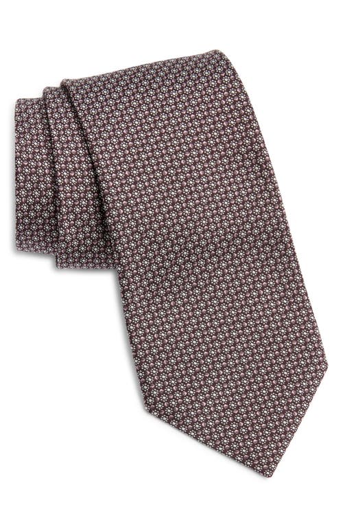 Zegna Ties Floral Dot Mulberry Silk Jacquard Tie In Brown