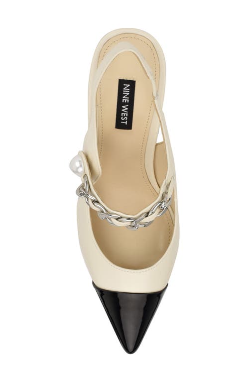 Shop Nine West Rendez Slingback Pointed Cap Toe Mary Jane Pump In Ivory