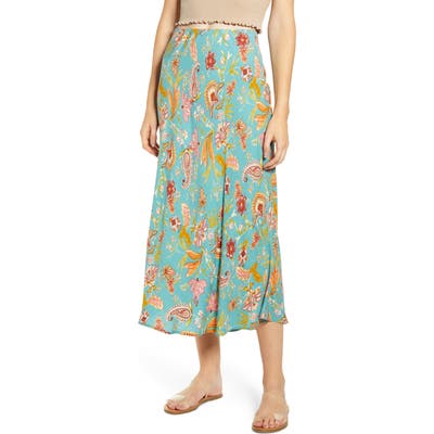 Love, Fire Satin Midi Skirt, Green