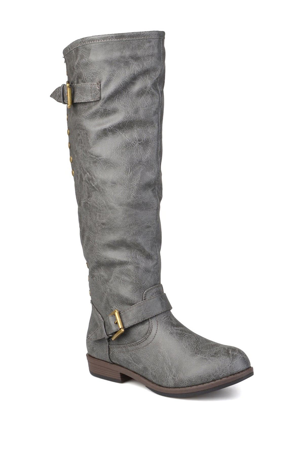 grey wide calf riding boots