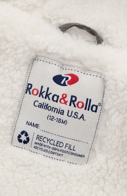 Shop Rokka&rolla Baby Cozy Fleece Lined Warm Winter Coat With Hood In Warm Navy Textured