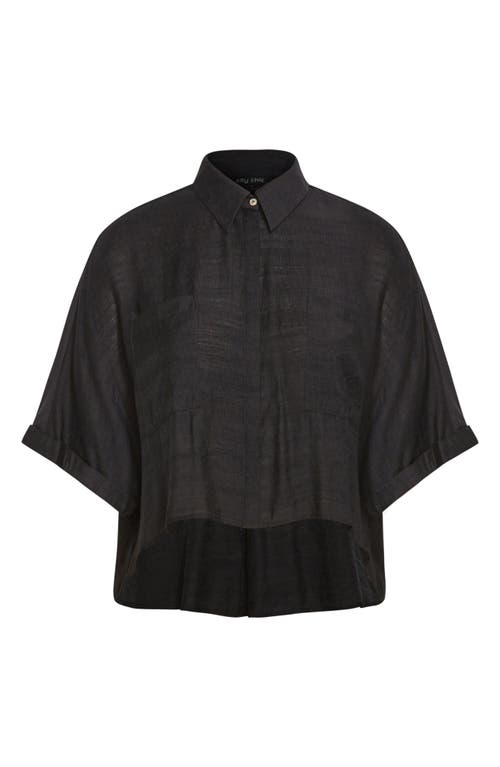 Shop City Chic Izzy Crop Button-up Shirt In Black