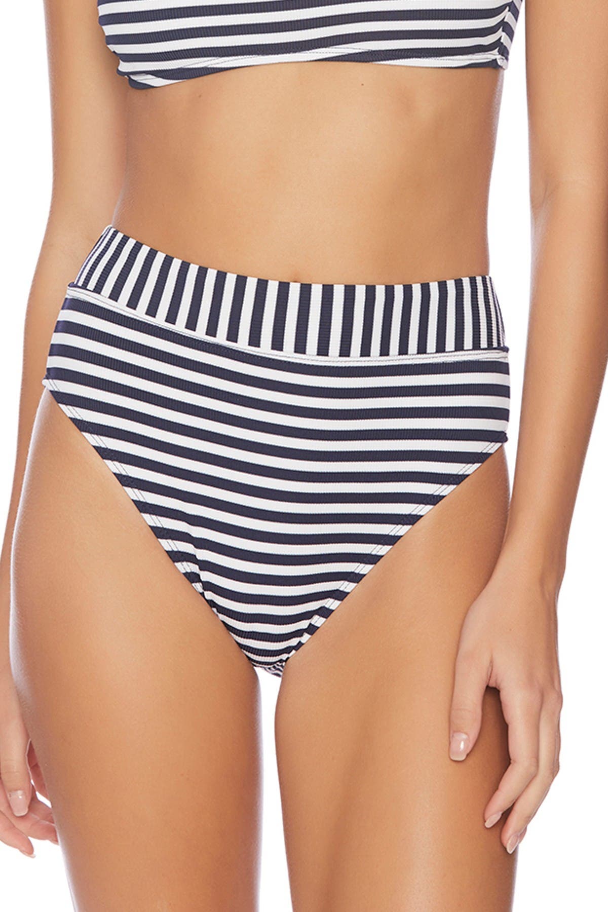 striped high waisted bikini bottoms