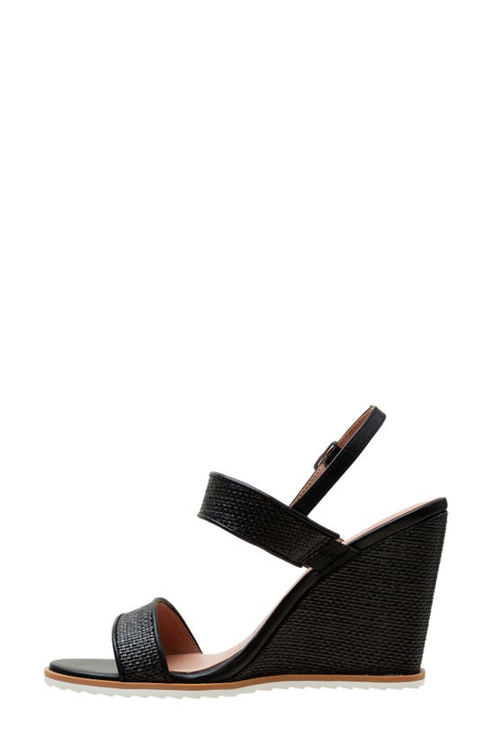 Shop Linea Paolo Edith Wedge Sandal In Black Raffia