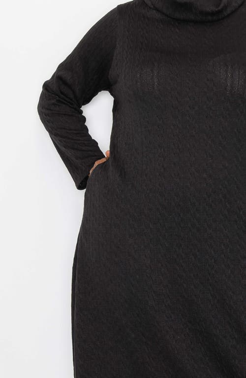 Shop L I V D Lana Cowl Neck Long Sleeve Maxi Sweater Dress In Black