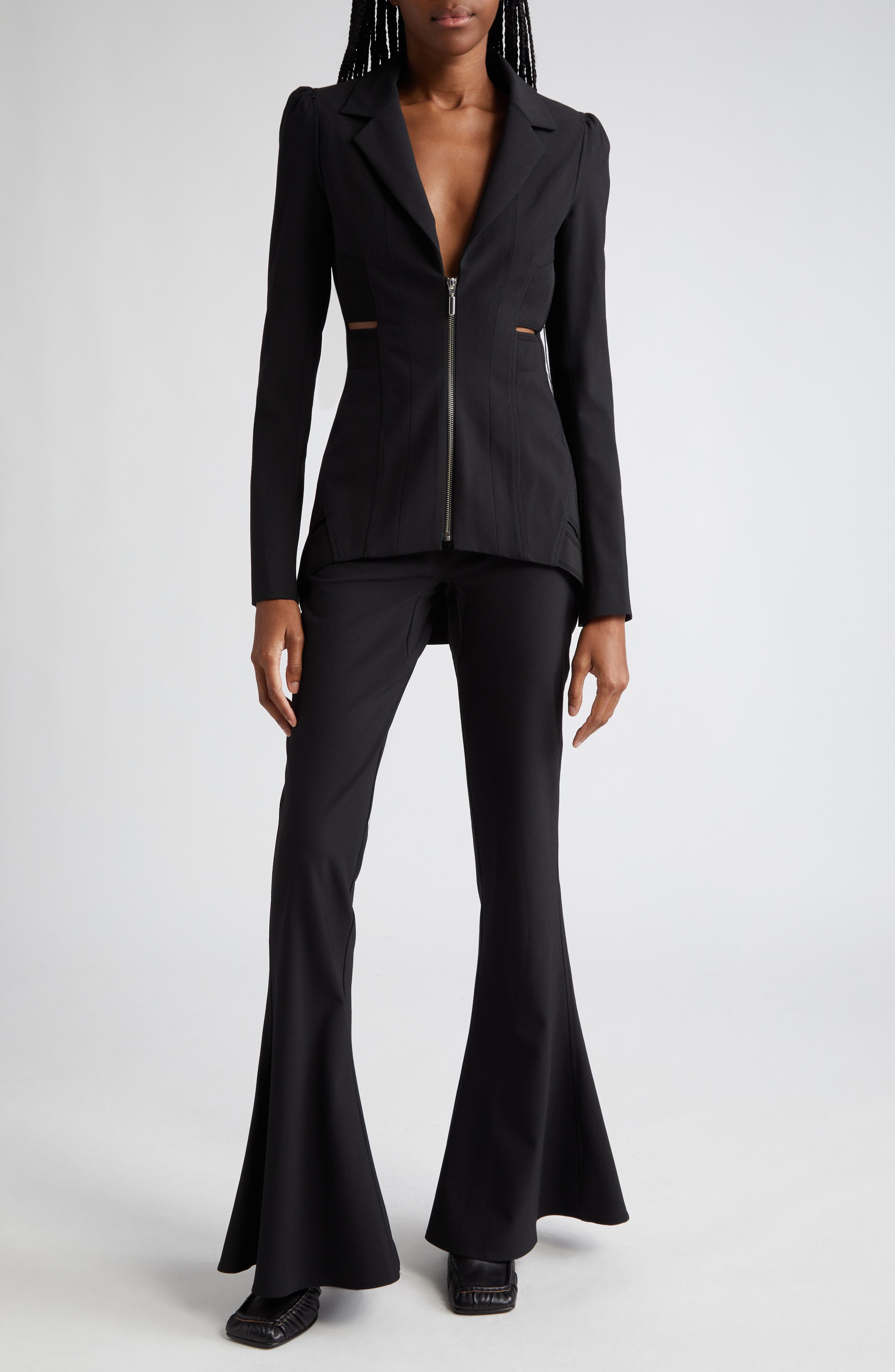 Jean Paul Gaultier x KNWLS Flare Leg Pants in Black | Smart Closet