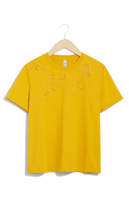 Shop & Other Stories Lemon Embroidery Cotton T-shirt In Yellow Medium