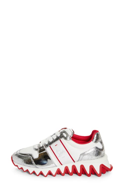 Shop Christian Louboutin Nastroshark Low Top Sneaker In Silver/white