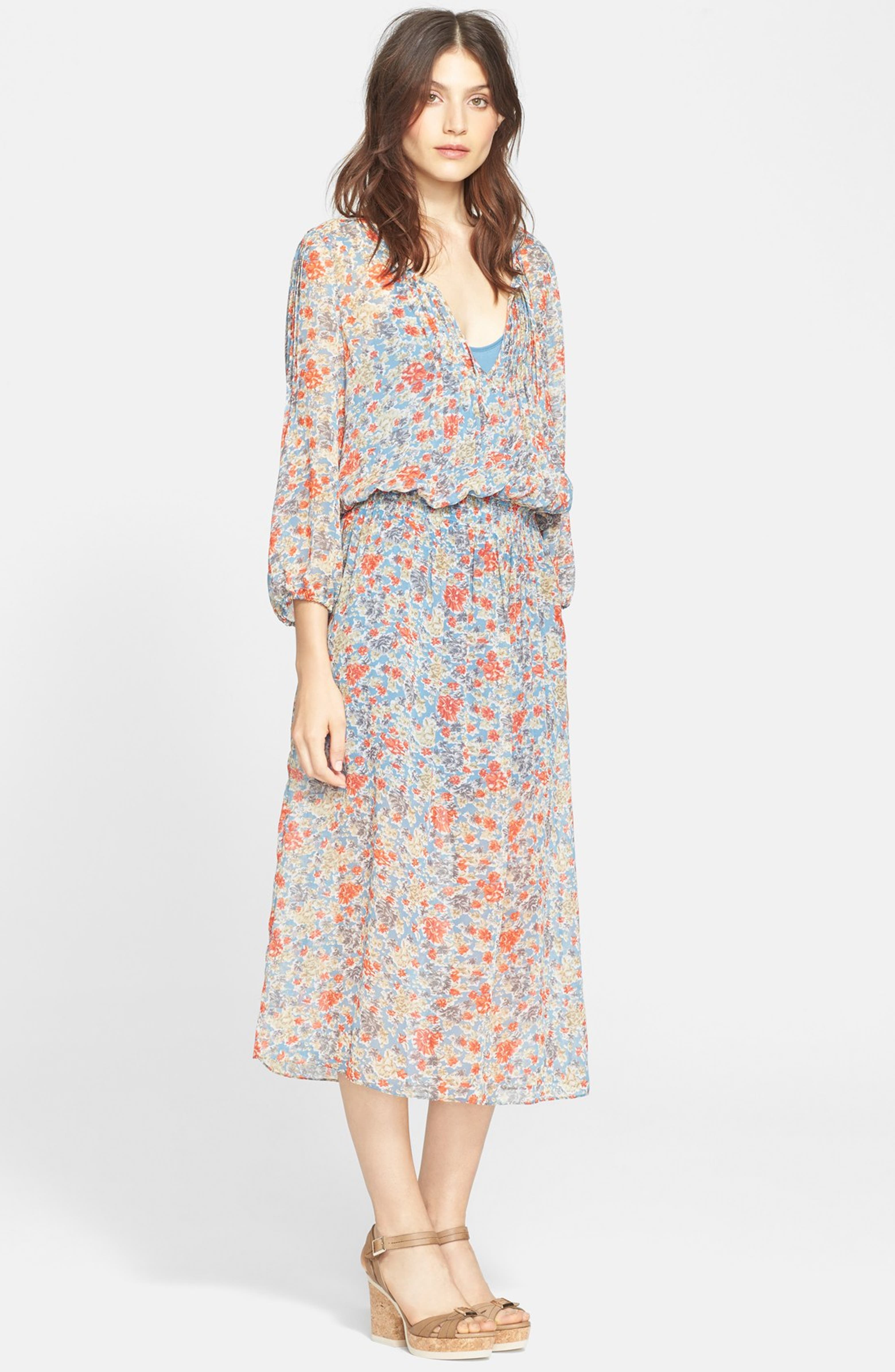 Joie 'Pasclina' Floral Print Silk Midi Dress | Nordstrom