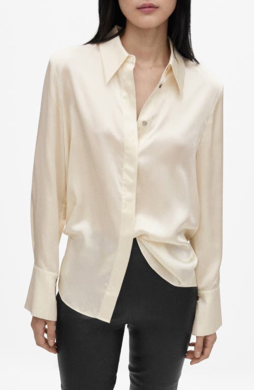 Mango Women's Silk Satin Shirt In Off White