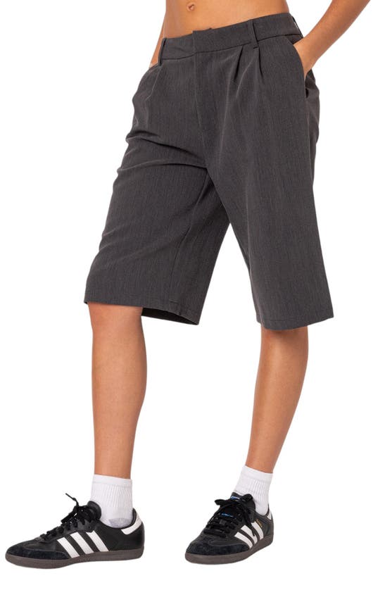 Shop Edikted Aelia Trouser Bermuda Shorts In Dark-gray