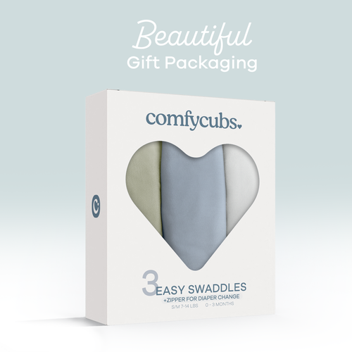 Comfy Cubs Swaddle Blankets With Easy Access Zipper In Stone, Pacific Blue, Sage