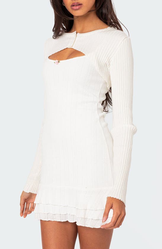 Shop Edikted Octavia Shrug Sweater In White