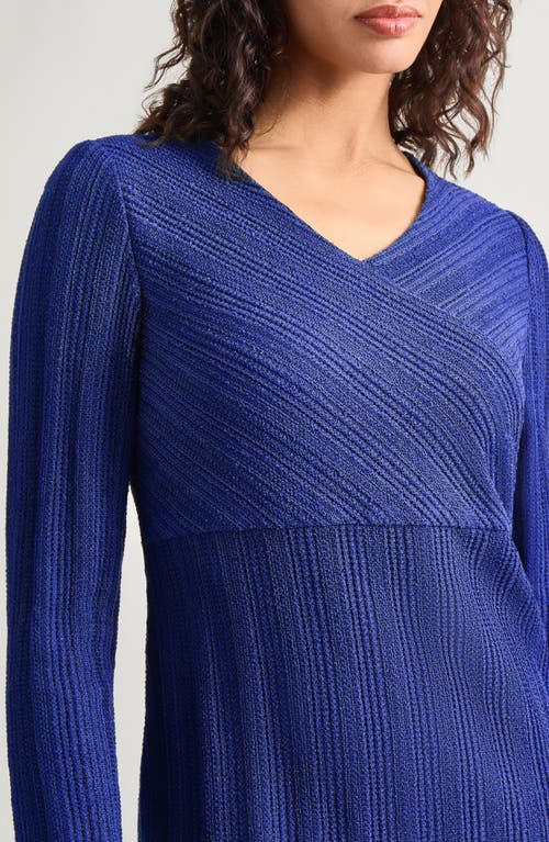 Shop Misook Textural Stripe Midi Sweater Dress In Starry Night Blue