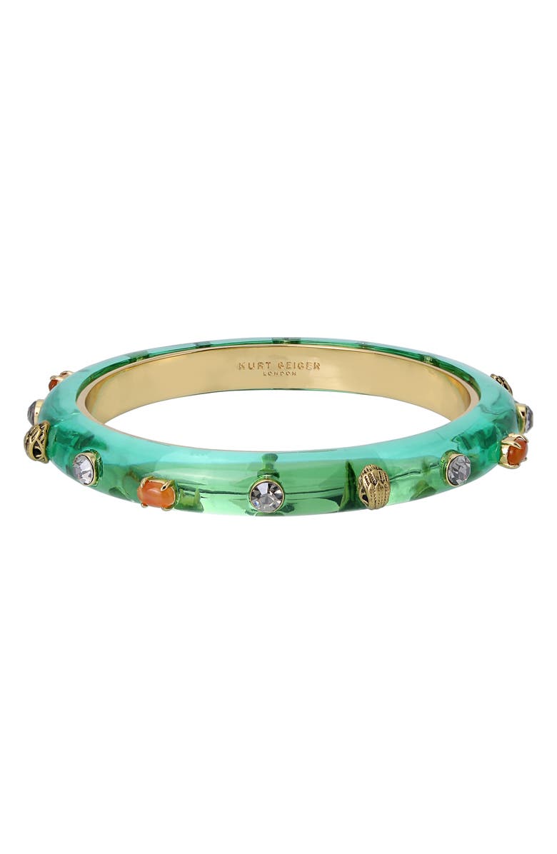KURT GEIGER LONDON Crystal & Agate Resin Bangle, Main, color, LIGHT GREEN