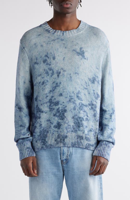 Acne Studios Acid Wash Cotton Sweater Navy/Pale Blue at Nordstrom,