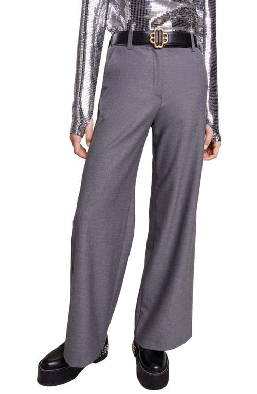maje Pillanette Wide Leg Trousers Grey at Nordstrom,