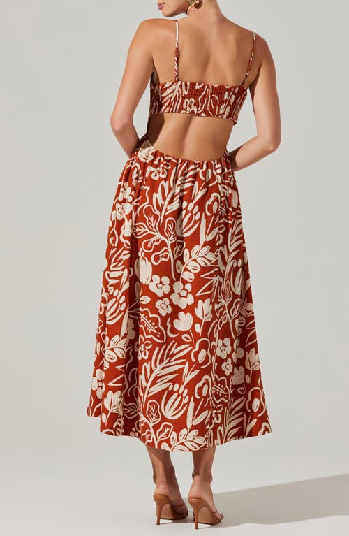 Astr The Label Sarai Floral Midi Sundress In Rust Cream Floral
