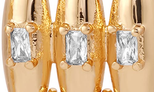 Ettika Baguette Cubic Zirconia Oval Chandelier Earrings In Gold