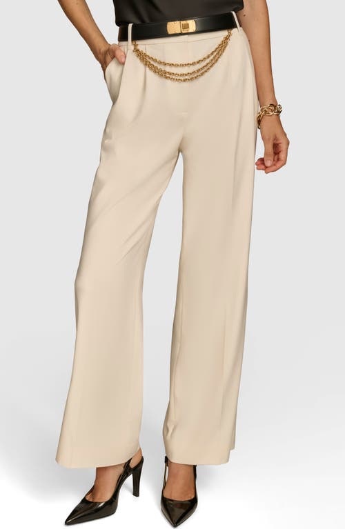 Donna Karan New York Chain Belt Wide Leg Pants In Ivory