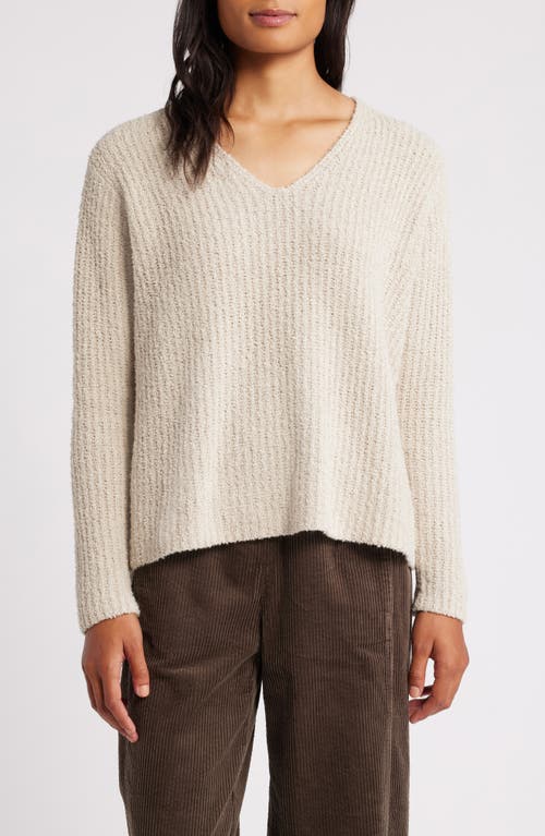 Shop Eileen Fisher V-neck Organic Cotton & Cashmere Blend Sweater In Chalk