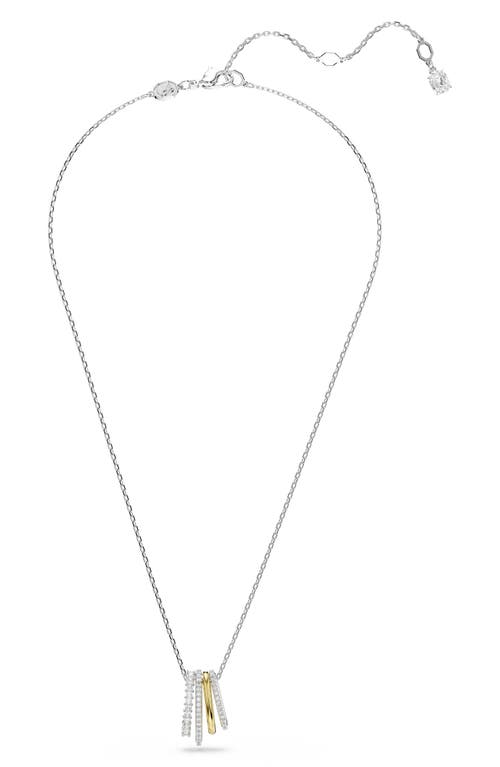 Swarovski Womens White Hyperbola Yellow Gold-tone And Rhodium-plated Zirconia Pendant Necklace In Silver