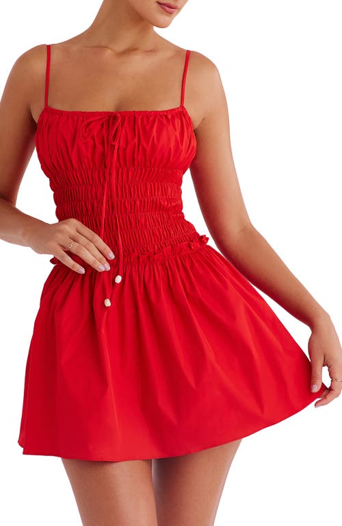 Shop Mistress Rocks Smocked Sleeveless Minidress In Red