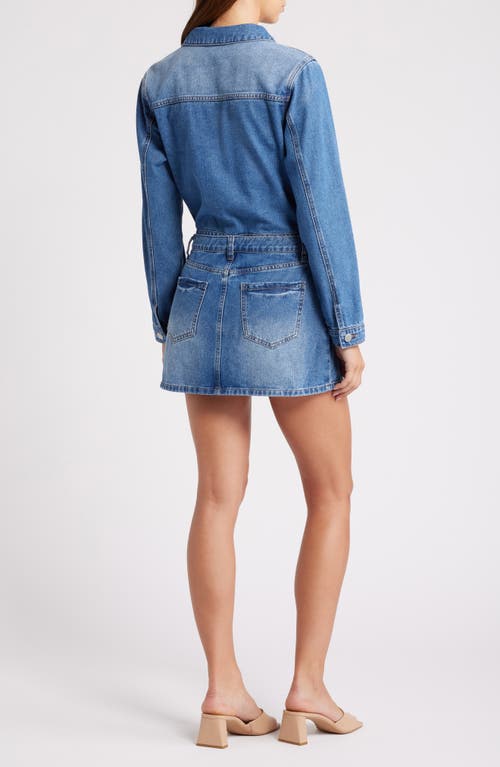 Shop Ptcl Long Sleeve Denim Minidress In Indigo