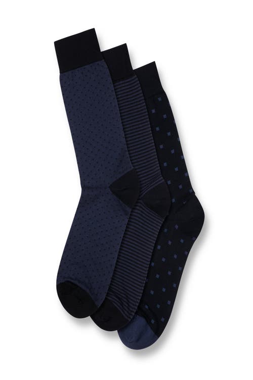 Shop Charles Tyrwhitt Multi Micro Dash Cotton Rich 3 Pack Socks In Navy